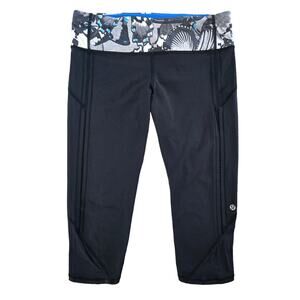 Lululemon Women's Pace Rival Crop Legging Black Grey Blue Size 6
